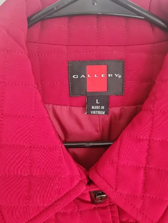 Gallery Red Quilted Coat with Classic Collar - Picture 2 of 7